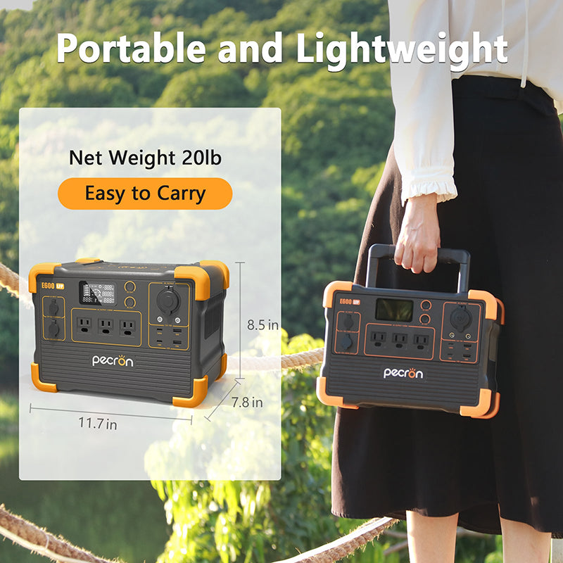 PECRON E600LFP Portable Power Box 1200W/614Wh LiFePo4 Portable power bank, 220V power bank
