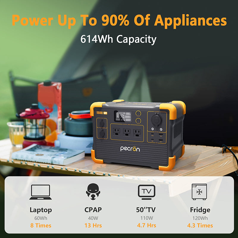 PECRON E600LFP Portable Power Box 1200W/614Wh LiFePo4 Portable power bank, 220V power bank