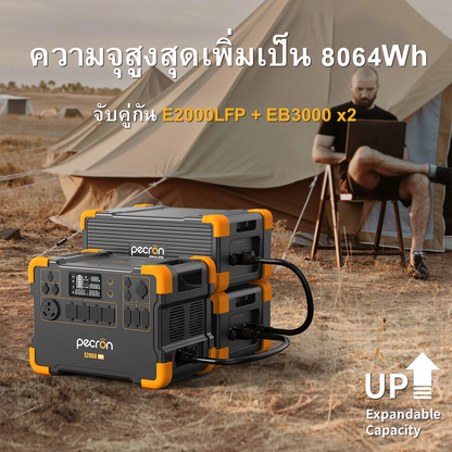 PECRON E2000LFP สถานีพลังงานแบบพกพาขยายได้ 2,000 วัตต์ 1,920 วัตต์ชั่วโมง