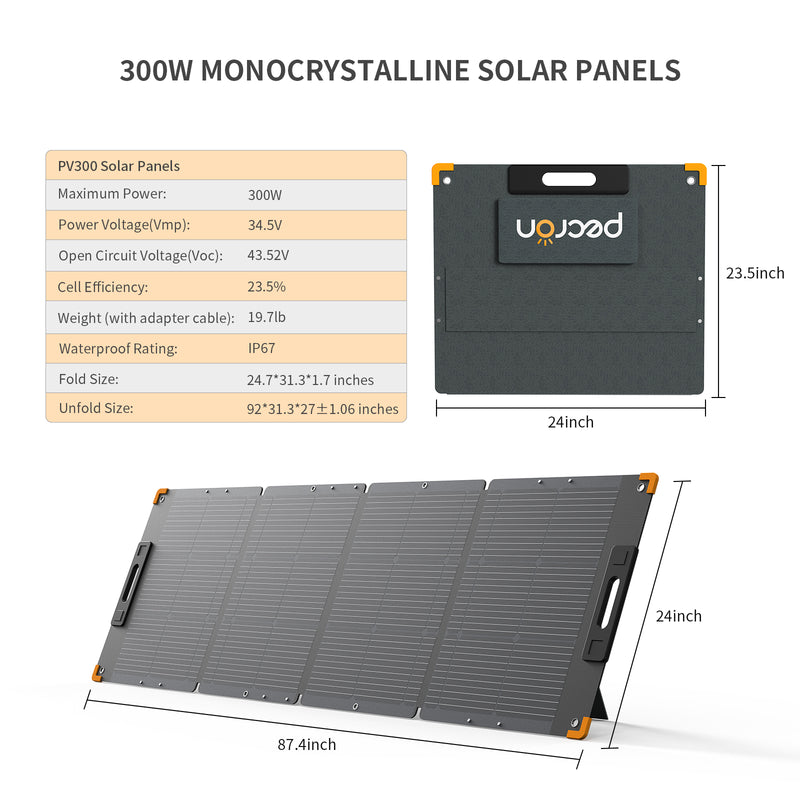 Portable solar panel PECRON PV300 300W waterproof IP67